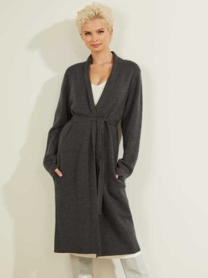 Dark Grey Guess Clarissa Cardigan Women's Sweaters | 0697-YCZLS
