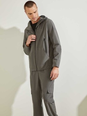 Dark Grey Guess Eco Kaden Hooded Men's Jackets | 6701-RIAGL