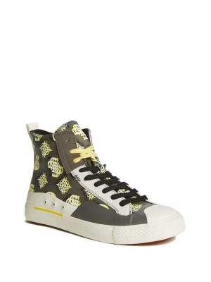 Dark Grey Guess Ederle High-Top Men's Sneakers | 2890-TEHCS