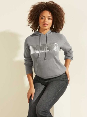 Dark Grey Guess Gemma Women's Hoodies | 1920-PEOAT