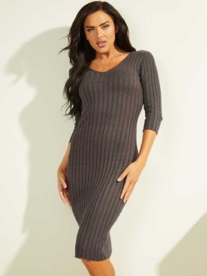 Dark Grey Guess Gisele Women's Dresses | 3589-KYQEI