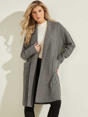 Dark Grey Guess Heidi Longline Women's Cardigan | 7510-RAXGJ