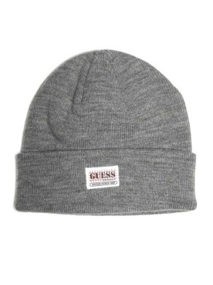 Dark Grey Guess Originals Logo Women's Beanie | 6417-LQUMK