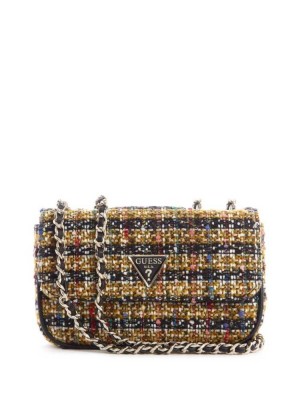 Dark Red Guess Cessily Tweed Mini Convertible Women's Crossbodies | 3902-ZVMGU