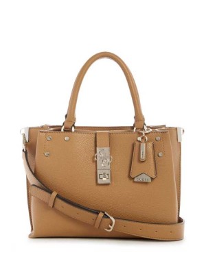Dark Yellow Guess Albury Small Girlfriend Women's Satchels | 8690-RSTMH