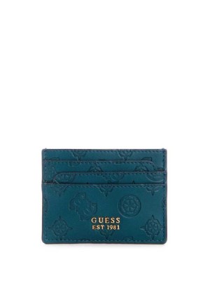 Deep Green Guess Bea Card Holder Women's Wallets | 3285-UHZJL