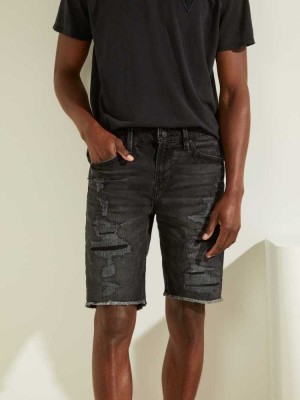 Deep Grey Black Guess Slim Denim Men's Shorts | 4328-MJIZE