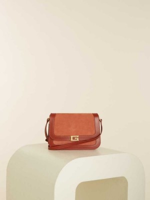 Deep Royal Guess Thea Mini Flap Leather Women's Crossbodies | 7683-GIOTP
