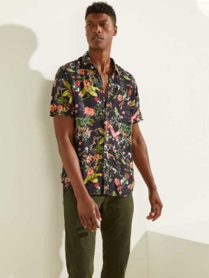 Flower Guess Eco Flower Market Men's Shirts | 8704-XYEAF