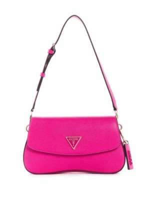 Fuchsia Guess Cordelia Flap Women's Shoulder Bags | 0742-DZVFJ