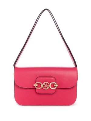 Fuchsia Guess Hensely Convertible Women's Shoulder Bags | 7634-THDPC