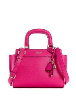 Fuchsia Guess Katey Girlfriend Women's Satchels | 3750-CBXOZ