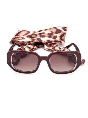 Fuchsia Guess Rectangle Women's Sunglasses | 7094-ACIBZ