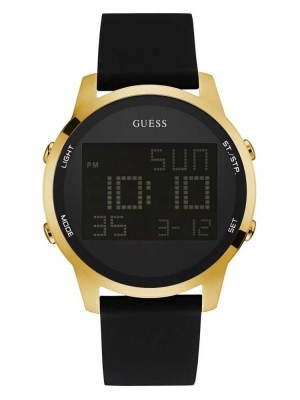 Gold Black Guess Black and Gold-Tone Digital Chronograph Men's Watches | 2108-KWCNT