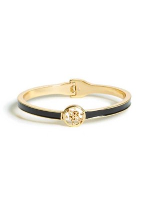 Gold Black Guess Enamel Logo Bangle Women's Ring | 3628-YZGXN