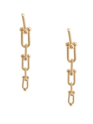 Gold Guess 14KT Ball Chain-Link Drop Women's Earrings | 9674-YFXON