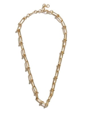Gold Guess 14KT Ball Paperclip Chain Women's Necklace | 0796-TYAUJ