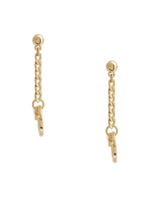 Gold Guess 14KT Chain-Link Toggle Women's Earrings | 0865-QCNOA