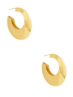 Gold Guess 14KT Curved Hoop Women's Earrings | 7406-RYBMV