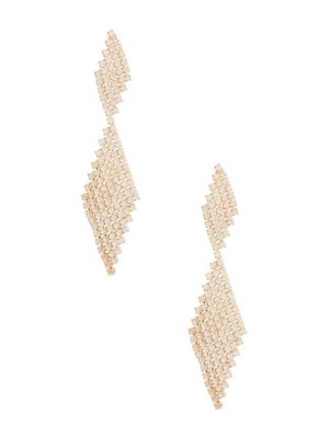 Gold Guess 14KT Plated Diagonal Women's Earrings | 3684-LASNV