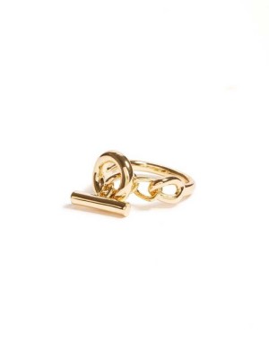 Gold Guess 14KT Plated Toggle Ring - Size 7 Women's Ring | 4106-TOEBM