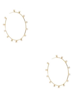 Gold Guess 14KT Rhinestone Hoop Women's Earrings | 9125-FMBKA