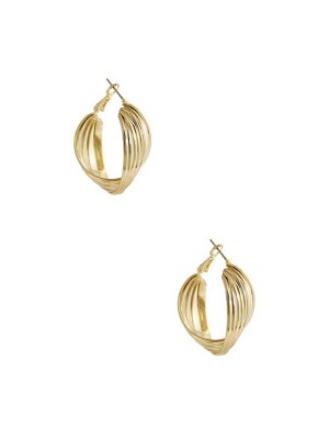 Gold Guess 14KT Twirl Hoop Women's Earrings | 6501-ALOQF