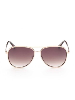 Gold Guess Aviator Men's Sunglasses | 0159-DOSLJ