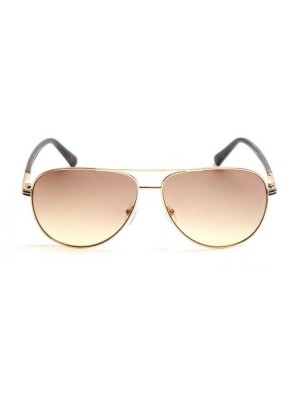 Gold Guess Aviator Metal Men's Sunglasses | 5328-XSQMV