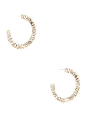 Gold Guess Baguette Hoop Women's Earrings | 9287-UCELY