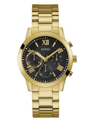 Gold Guess Black and Gold-Tone Chronograph Women's Watches | 3052-JKUDS
