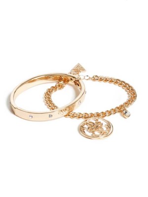 Gold Guess Cadence Gold-Tone Logo Set Women's Bracelet | 1832-NFJMP