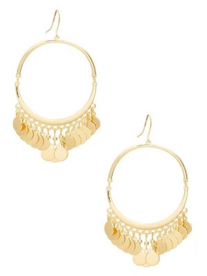Gold Guess Coin Hoop Women's Earrings | 1358-RJDAQ