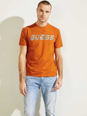 Gold Guess Eco Jake Men's T-Shirts | 8640-TEZLS