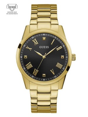 Gold Guess Gold-Tone Analog Diamond Men's Watches | 7194-PRGBC