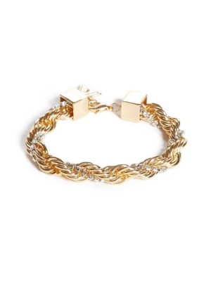 Gold Guess Gold-Tone Braided Women's Bracelet | 0831-SBMJZ