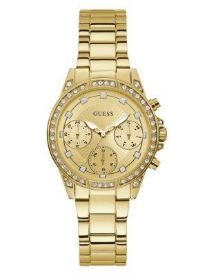 Gold Guess Gold-Tone Chrono-Look Women's Watches | 7620-WOXIJ