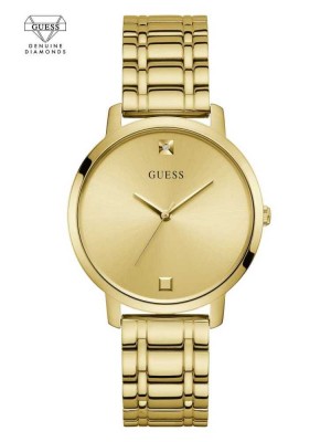 Gold Guess Gold-Tone Diamond Analog Women's Watches | 2836-VBULT