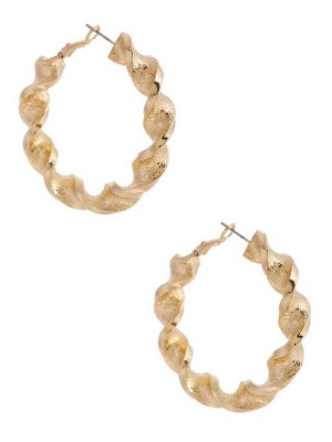 Gold Guess Gold-Tone Large Twisted Hoop Women's Earrings | 6147-INEFP
