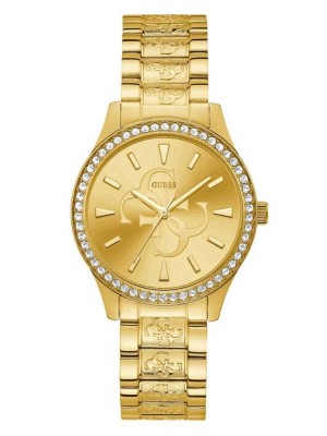 Gold Guess Gold-Tone Quattro G Analog Women's Watches | 8601-ASOUY
