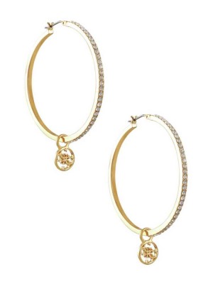 Gold Guess Gold-Tone Quattro G Hoop Women's Earrings | 3418-CHZLX