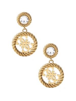 Gold Guess Gold-Tone Quattro G Logo Drop Women's Earrings | 3854-MRENL