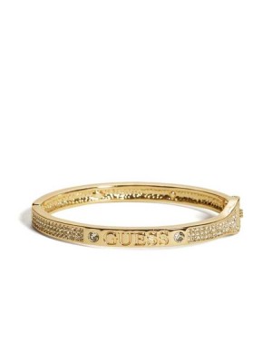 Gold Guess Gold-Tone Rhinestone Bangle Women's Ring | 2051-LRSOH