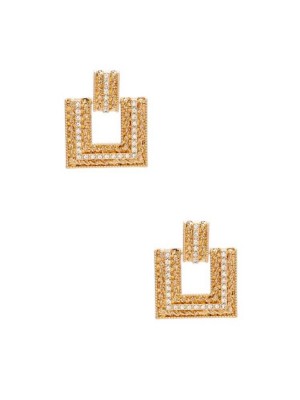 Gold Guess Gold-Tone Rhinestone Statement Women's Earrings | 5287-XVAUF