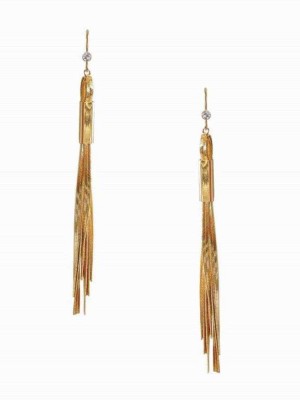 Gold Guess Gold-Tone Snake Chain Linear Women's Earrings | 6372-JFOWT