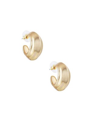 Gold Guess Gold-Tone Wide Hoop Women's Earrings | 4980-HCWTP