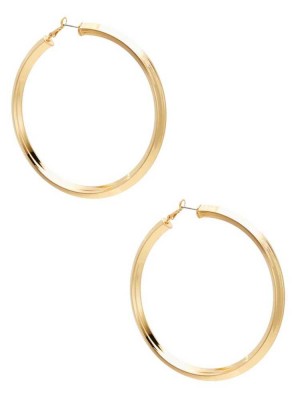 Gold Guess Large Tubular Hoop Women's Earrings | 0349-NVUYG