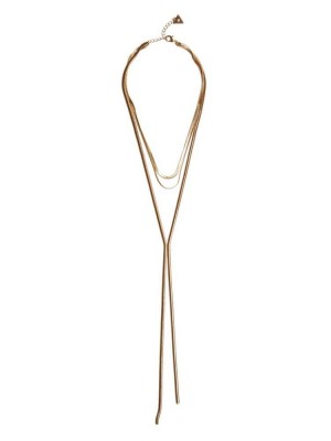 Gold Guess Layered Gold-Tone Y Women's Necklace | 9702-KWSOU