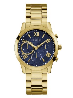 Gold Guess Navy and Gold-Tone Chronograph Men's Watches | 9852-LTONH