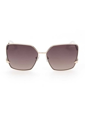 Gold Guess Oversized Square Zigzag Women's Sunglasses | 4261-XGPBU